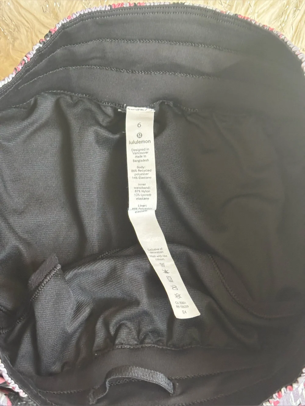 Lululemon Peloton Women's Gray and Pink Printed Speed Up Low Rise Shorts Size 6